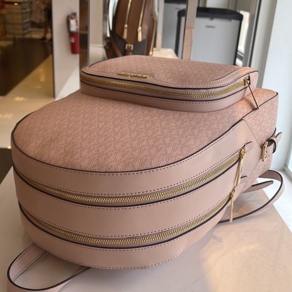 Michael Kors Jaycee Large Zip Pocket Backpack Dark Powder Blush - Picture 3 of 16